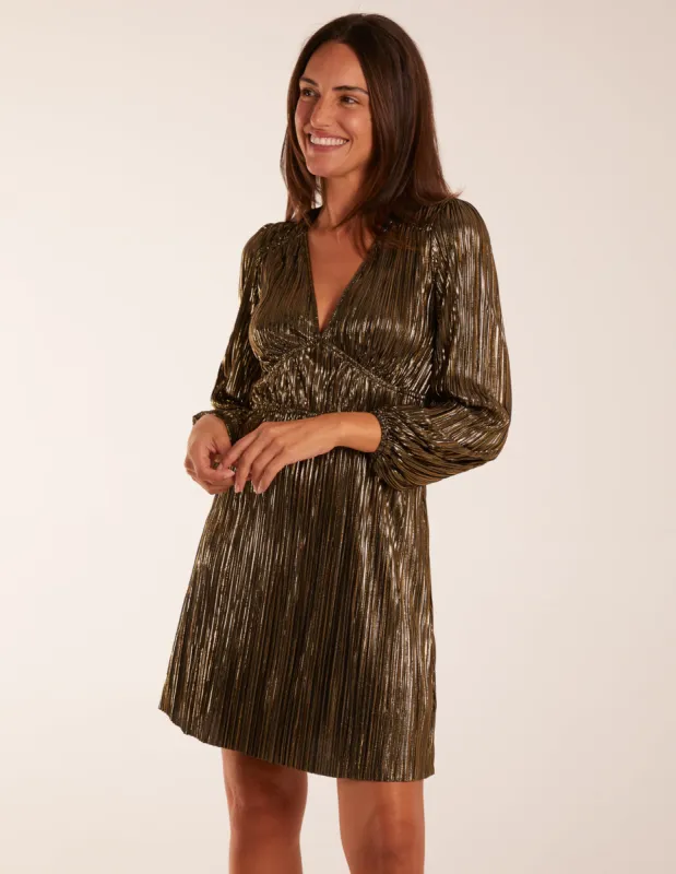 Foil Print V-Neck Mini Dress made by Blue Vanilla