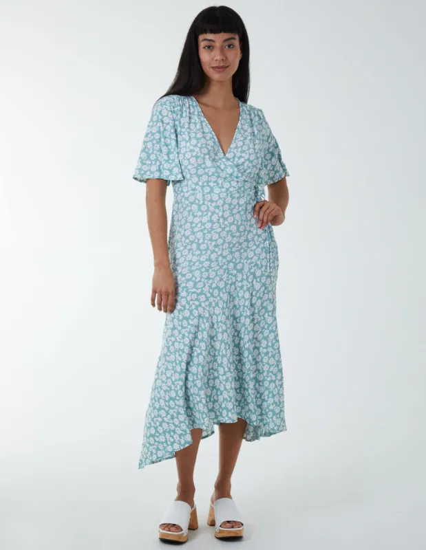 Angel Sleeves Wrap Midi Dress sold by Blue Vanilla