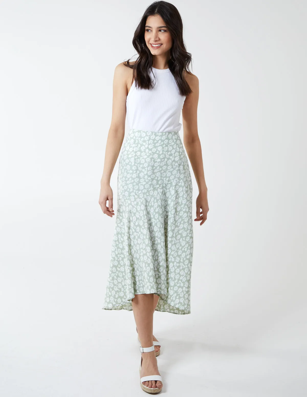 Floral Print Asymmetric Midi Skirt sold by Blue Vanilla product image thumbnail 2