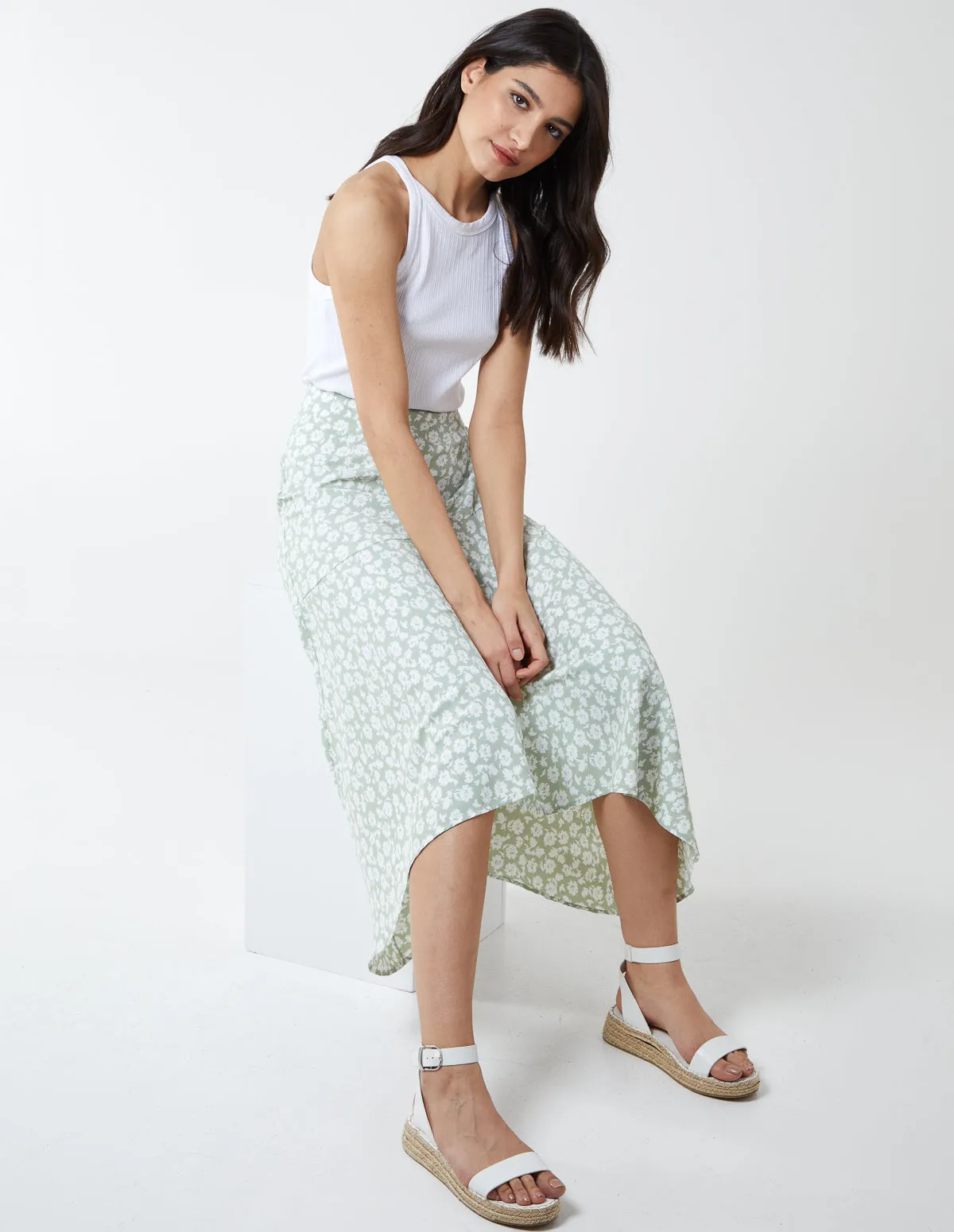 Floral Print Asymmetric Midi Skirt sold by Blue Vanilla product image thumbnail 3