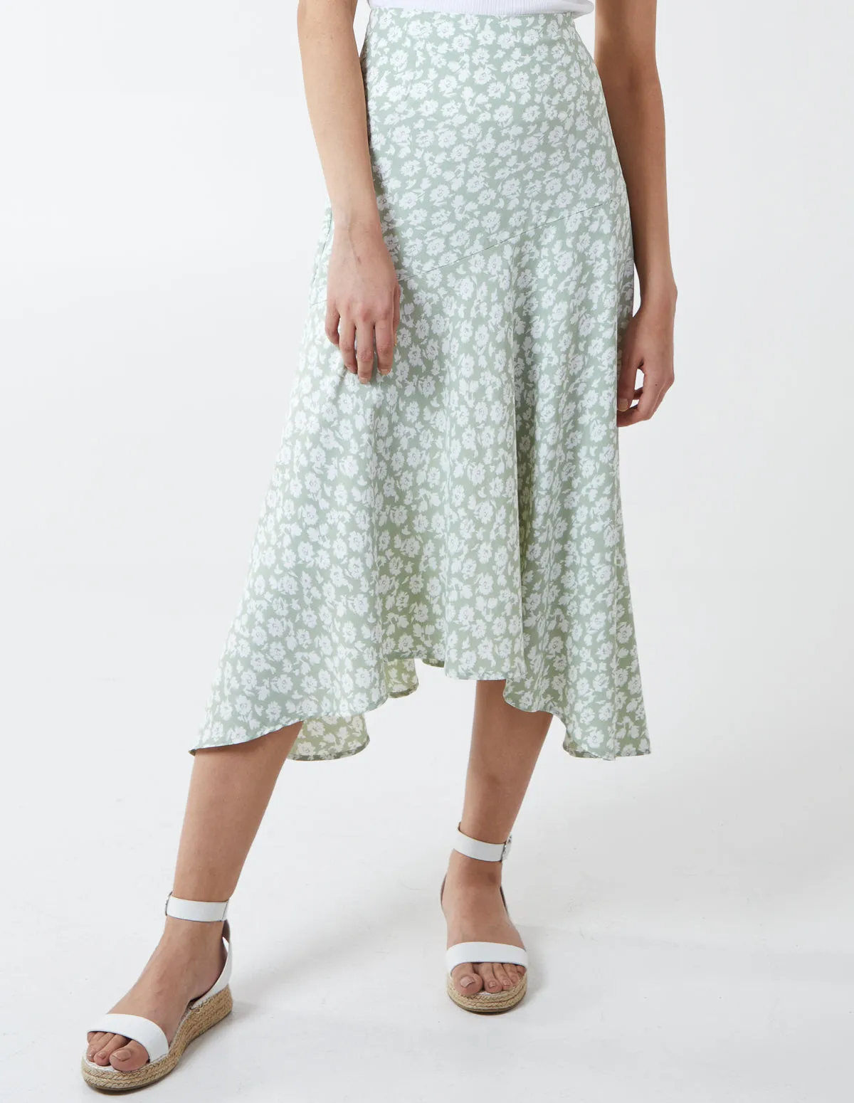 Floral Print Asymmetric Midi Skirt sold by Blue Vanilla