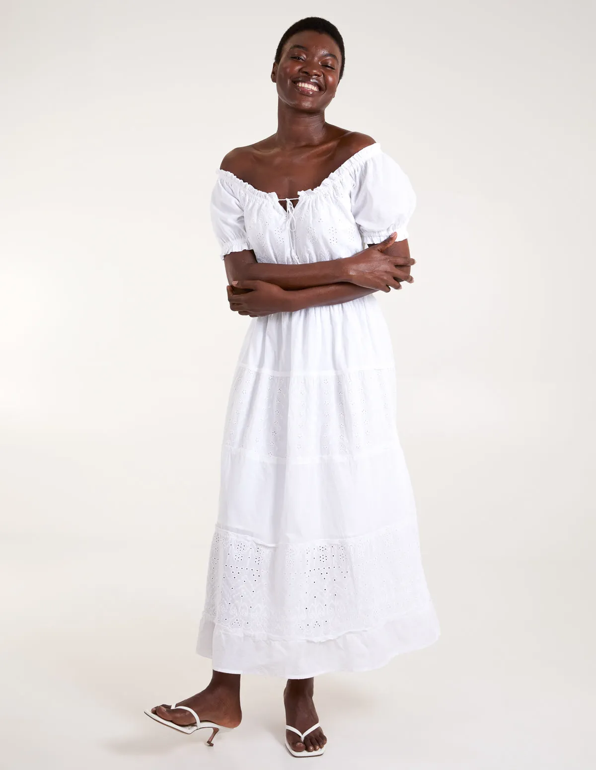Milkmaid Broderie Tiered Maxi Dress sold by Blue Vanilla