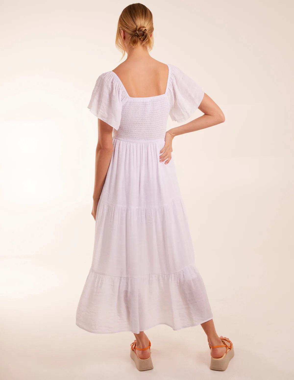 Milkmaid Square Neck Flutter Sleeve Dress sold by Blue Vanilla product image thumbnail 4