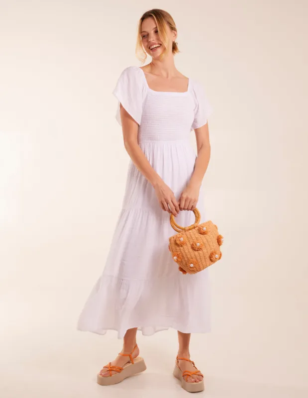 Milkmaid Square Neck Flutter Sleeve Dress sold by Blue Vanilla
