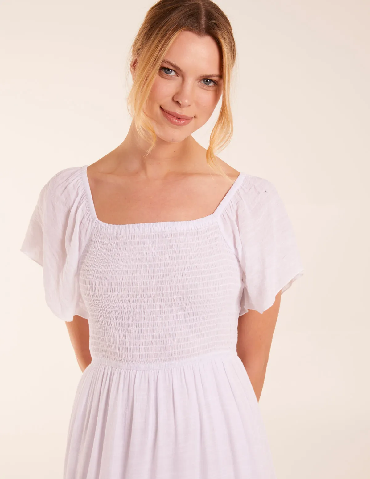 Milkmaid Square Neck Flutter Sleeve Dress sold by Blue Vanilla product image thumbnail 2