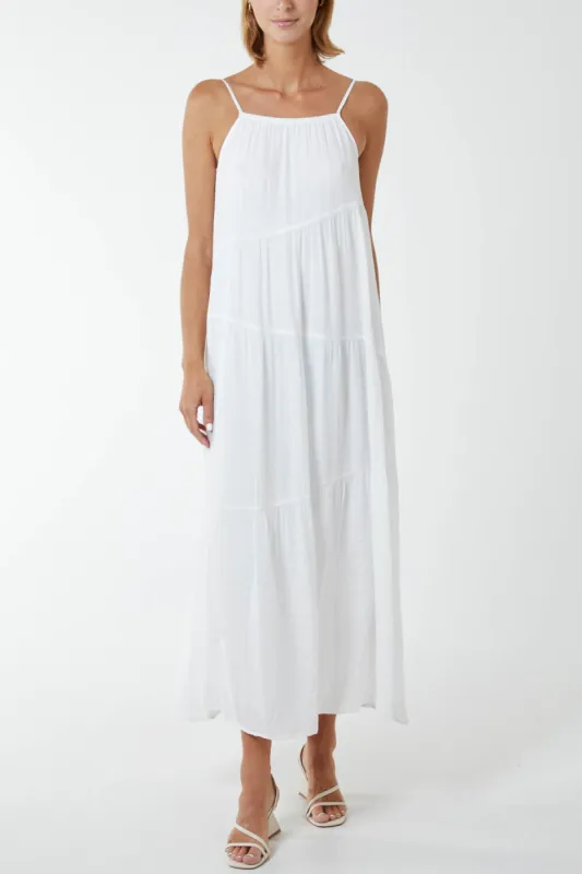 Drawstring Tier Maxi Dress sold by Blue Vanilla
