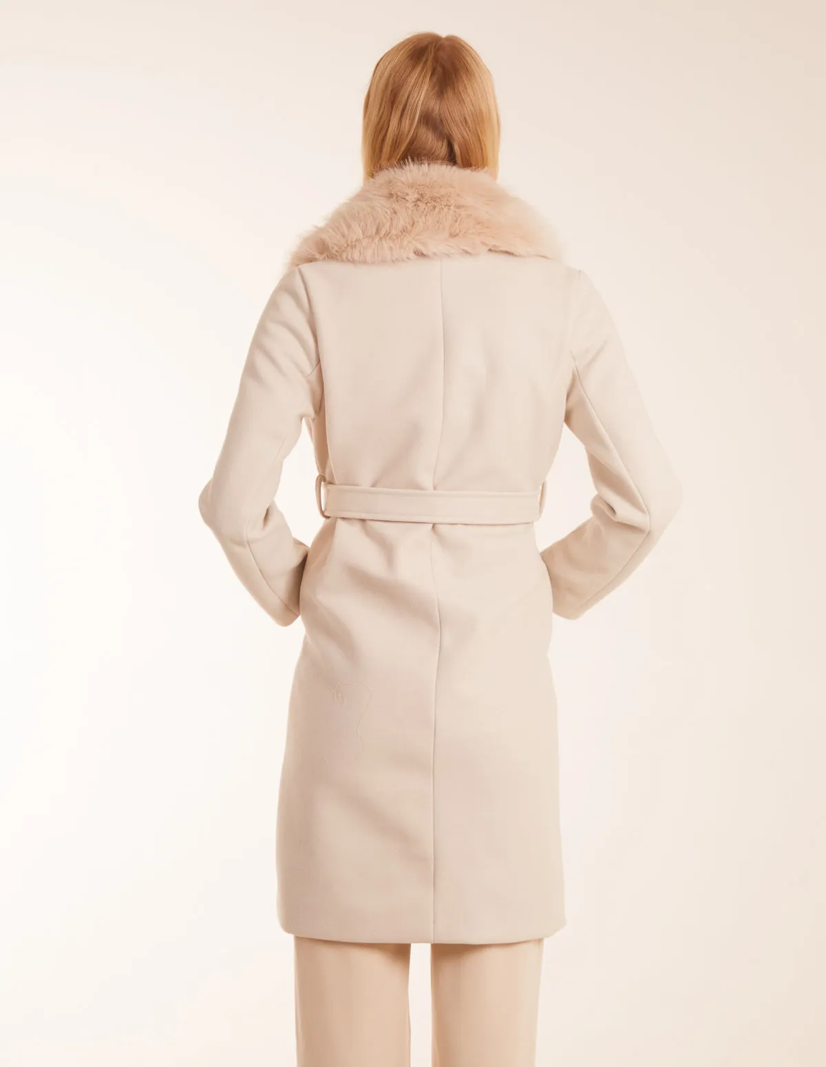 Faux Fur Collared Belted Coat sold by Blue Vanilla product image thumbnail 4