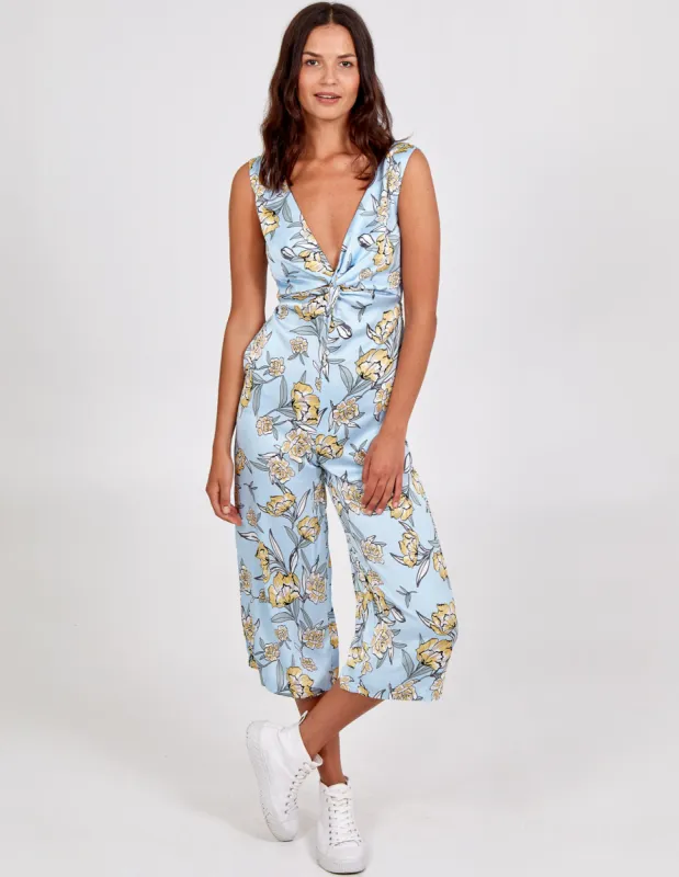 Knot Front V-Neck Culotte Jumpsuit sold by Blue Vanilla