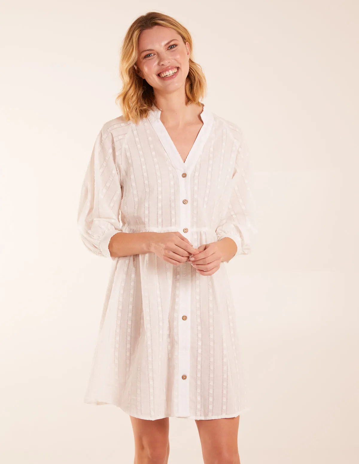 Collar Textured Button Through Mini Dress sold by Blue Vanilla product image thumbnail 4