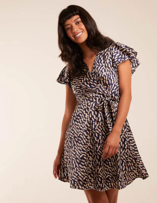 Wrap Ruffle Mini Dress made by Blue Vanilla