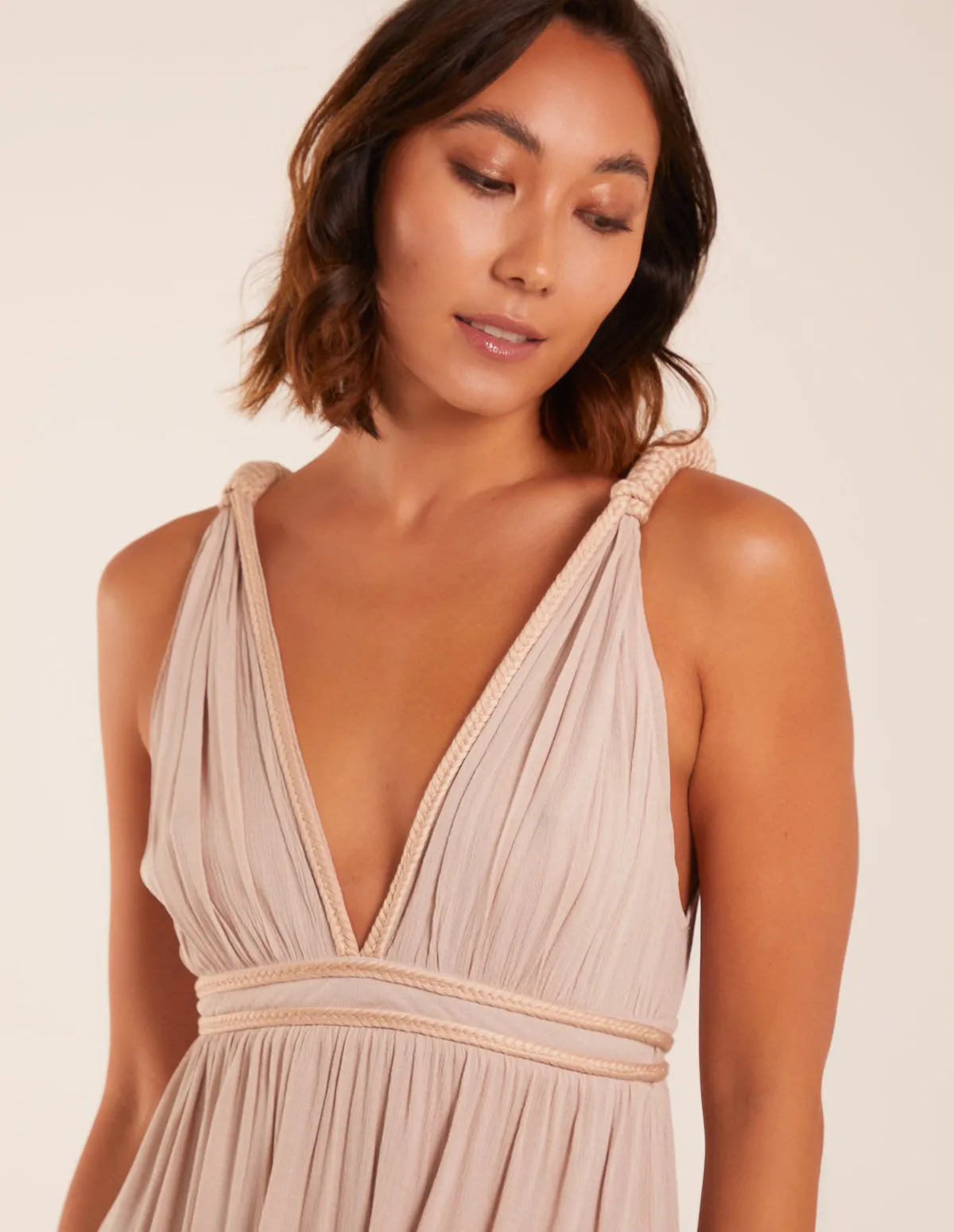 Rope Detail Plunge V-Neck Split Hem Maxi Dress sold by Blue Vanilla product image thumbnail 2