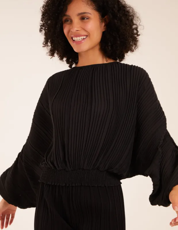 Long Sleeve Pleated Top sold by Blue Vanilla