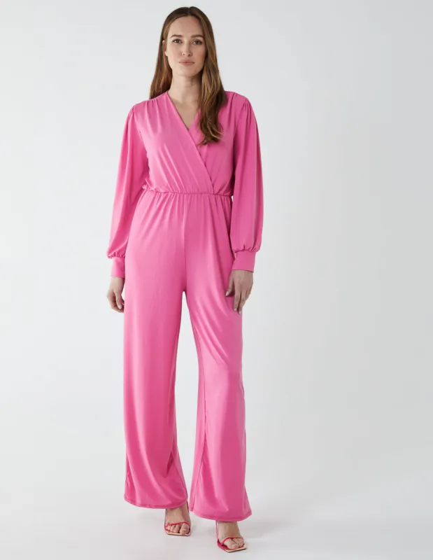 Elasticated Waist Crossover Long Sleeve Jumpsuit sold by Blue Vanilla