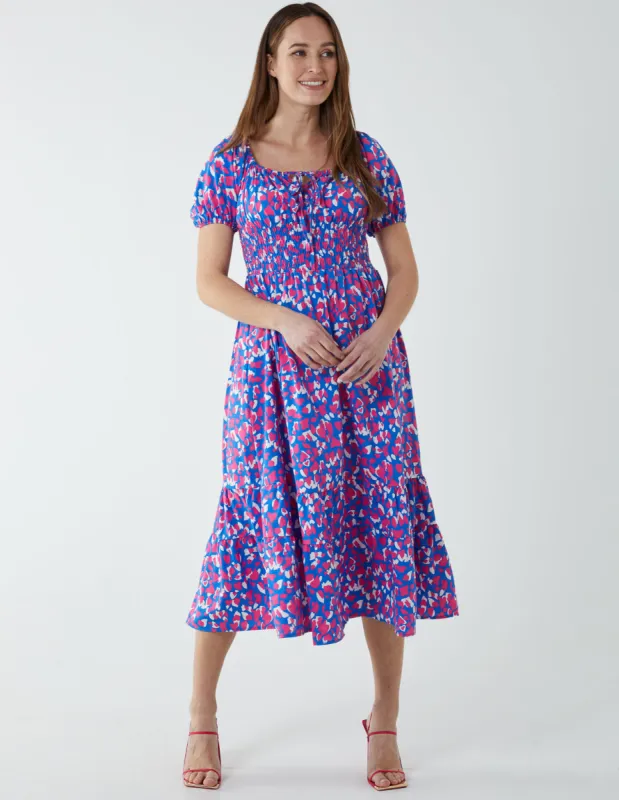 Abstract Heart Milkmaid Midi Dress sold by Blue Vanilla