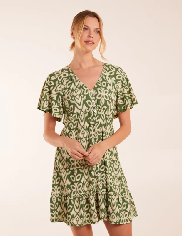 Button Through Elastic Waist Mini Dress sold by Blue Vanilla