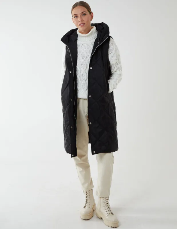 Diamond Quilted Longline Vest Gilet made by Blue Vanilla