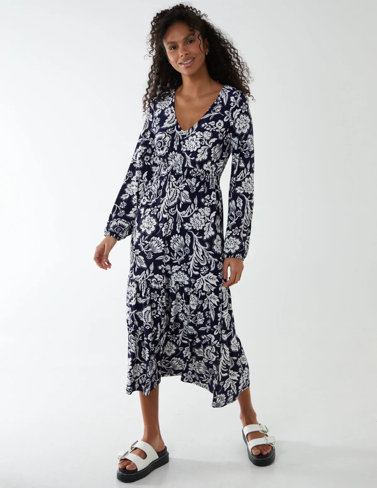 Floral Button Front Midi Dress sold by Blue Vanilla product image thumbnail 3