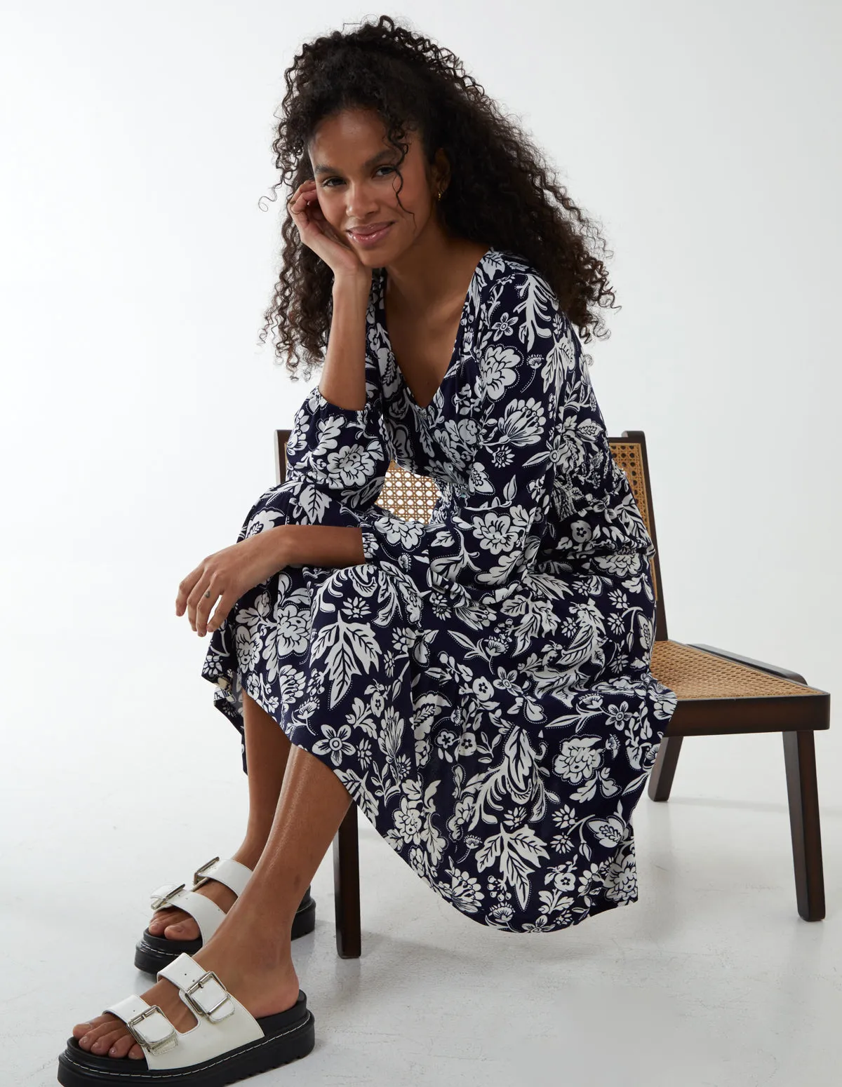 Floral Button Front Midi Dress sold by Blue Vanilla product image thumbnail 2