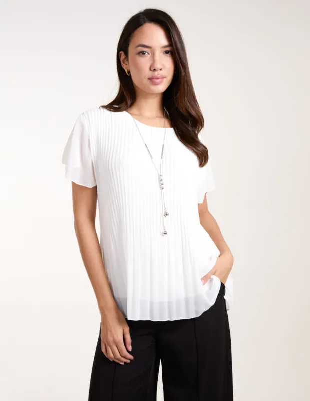 Pleated Short Sleeve Top sold by Blue Vanilla