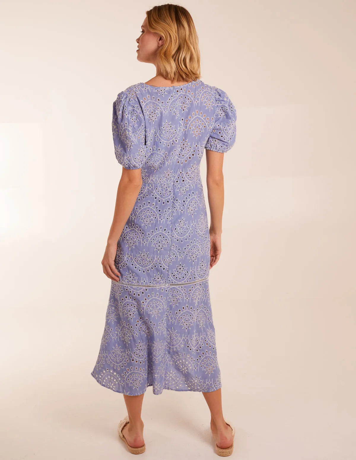 Broderie Anglaise Puff Sleeve Midi Dress sold by Blue Vanilla product image thumbnail 4