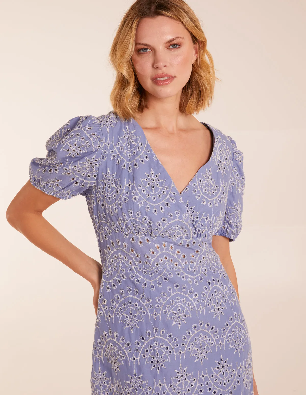 Broderie Anglaise Puff Sleeve Midi Dress sold by Blue Vanilla product image thumbnail 2