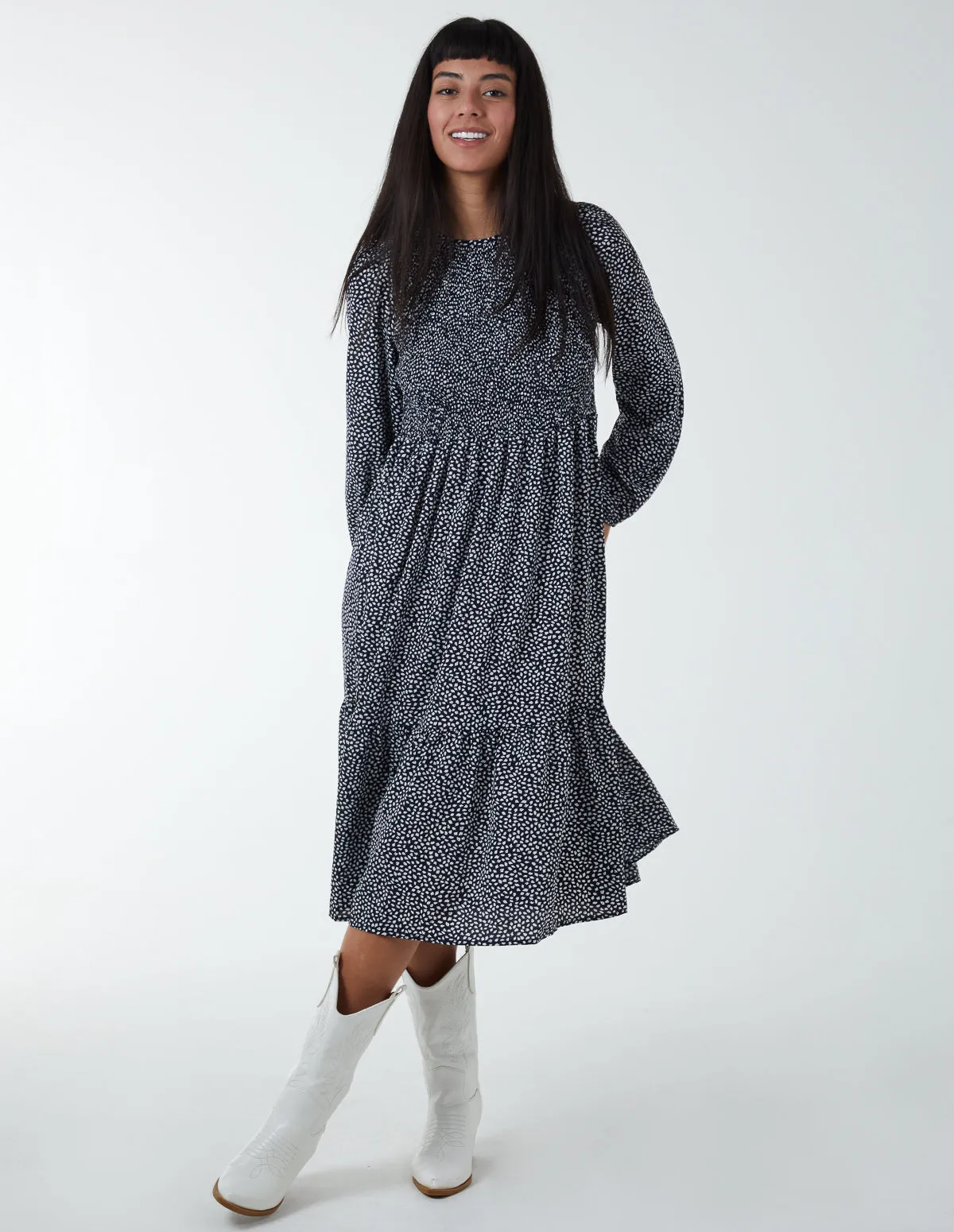 Floral Long Sleeve Tiered Dress sold by Blue Vanilla product image thumbnail 2