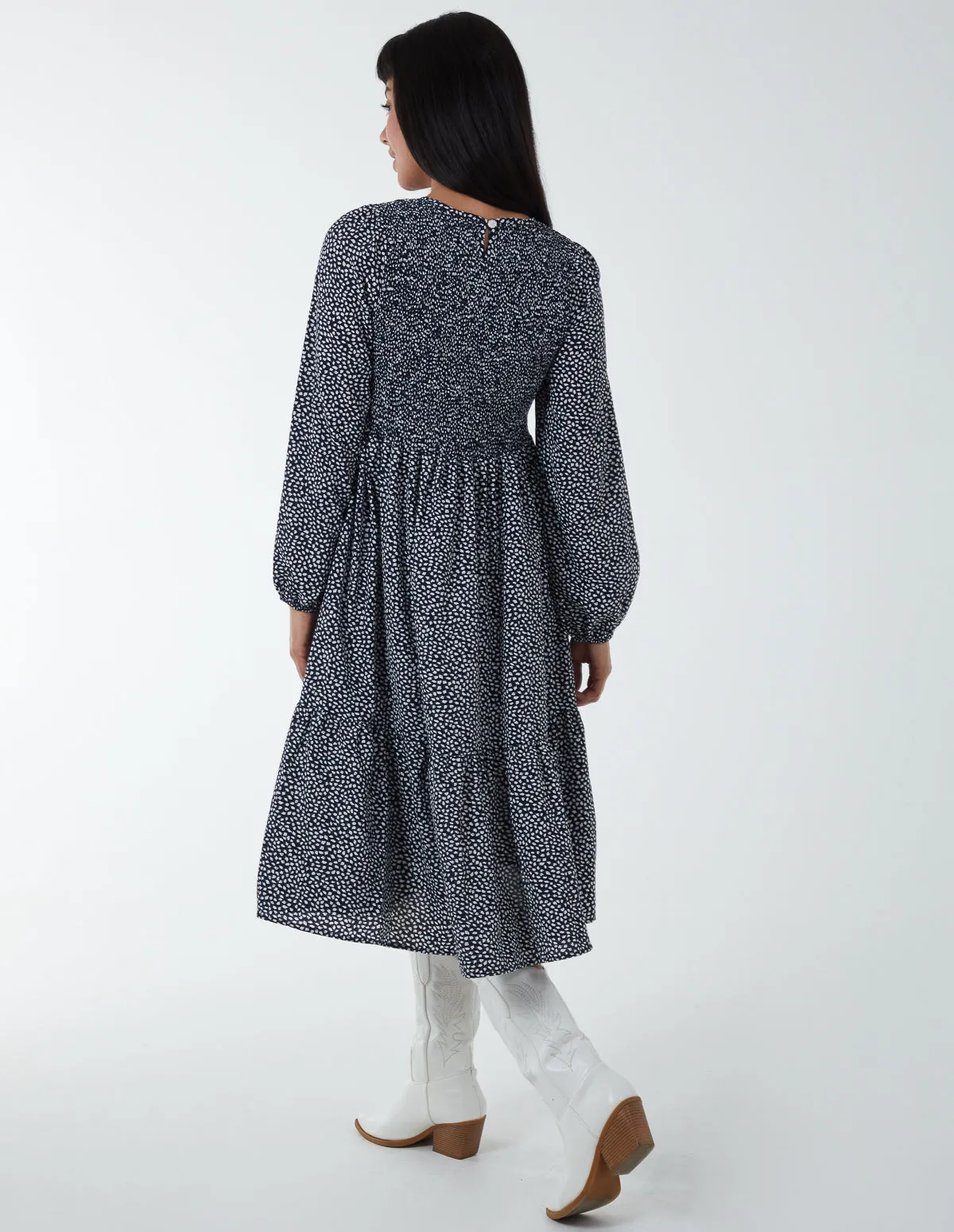 Floral Long Sleeve Tiered Dress sold by Blue Vanilla product image thumbnail 4