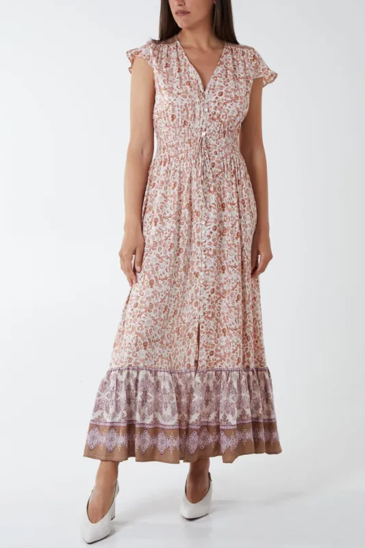 Shirred Waist Midi Dress sold by Blue Vanilla