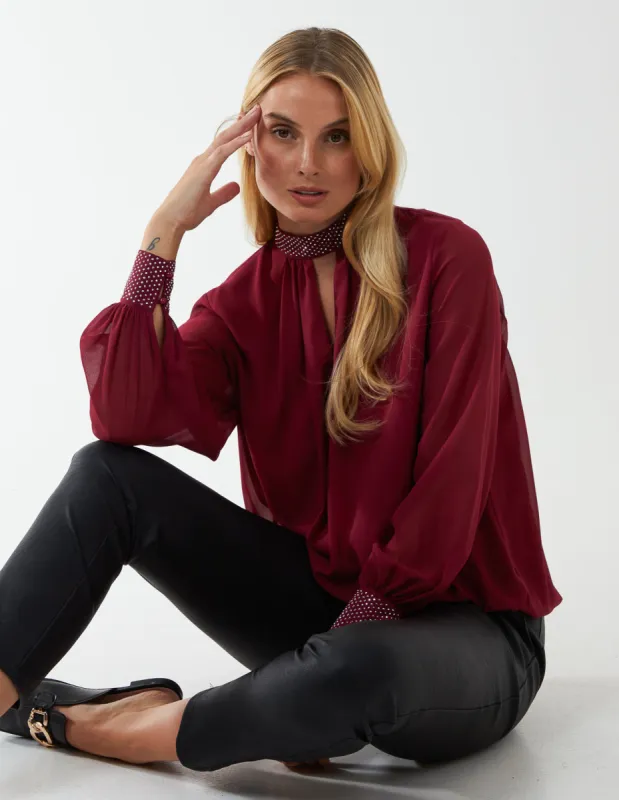 Diamante Collar & Cuff Puffball Top sold by Blue Vanilla