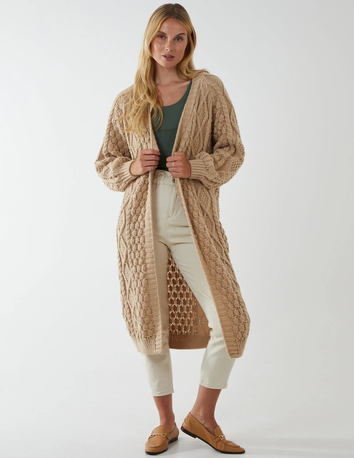 V Neck Cable Long Cardigan sold by Blue Vanilla product image thumbnail 4