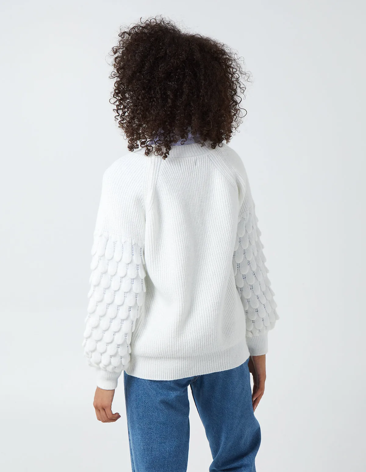 Crewneck Jumper With Scalloped Knit Sleeve sold by Blue Vanilla product image thumbnail 4