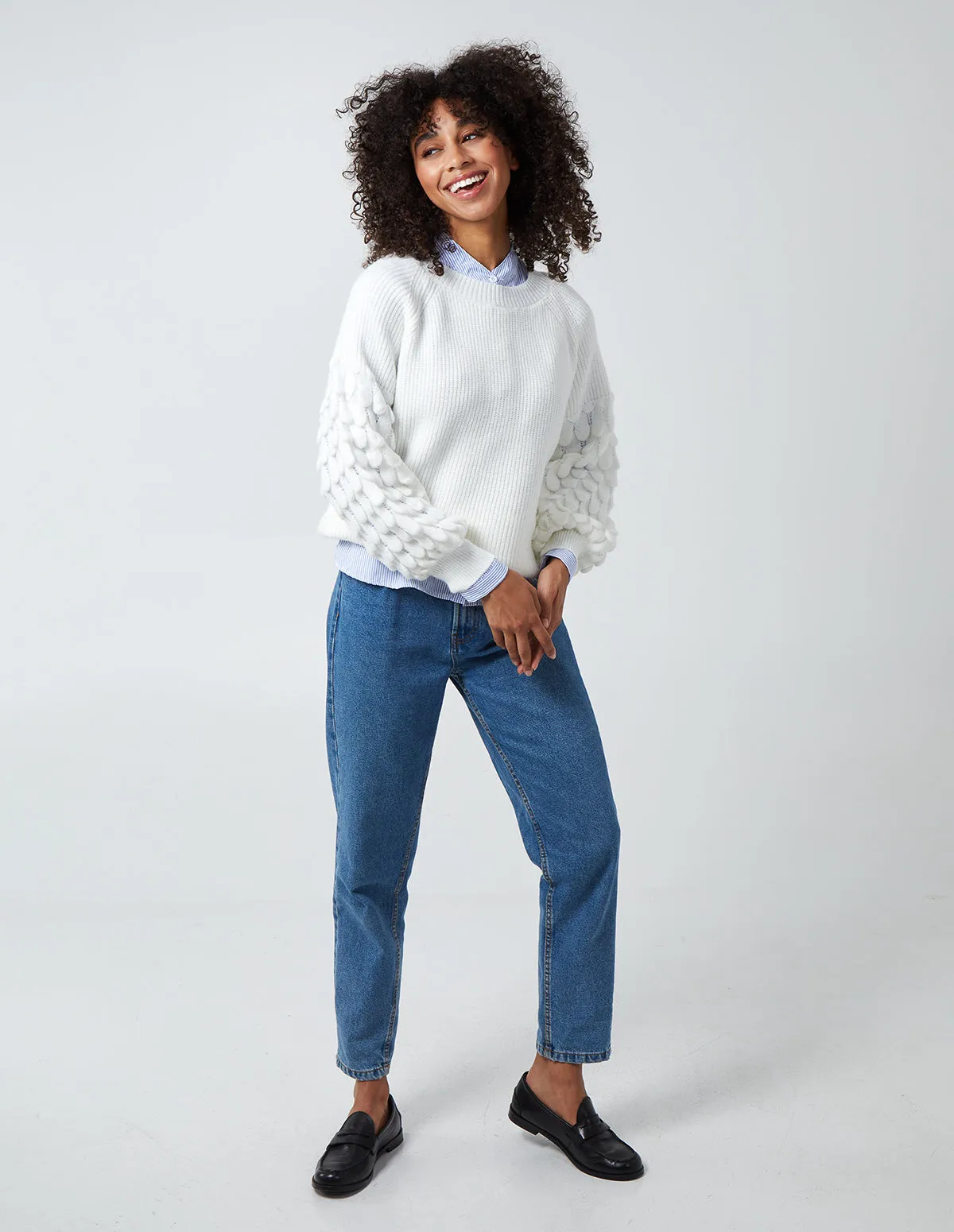 Crewneck Jumper With Scalloped Knit Sleeve sold by Blue Vanilla product image thumbnail 2