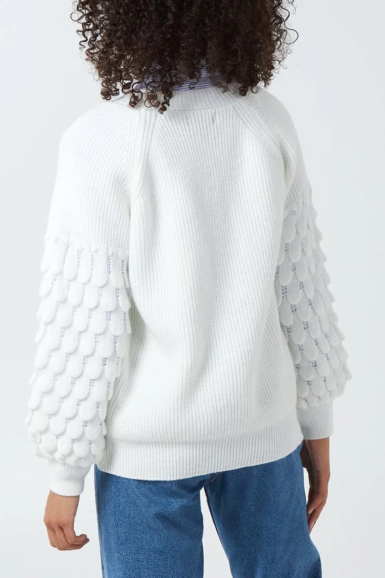 Crewneck Jumper With Scalloped Knit Sleeve sold by Blue Vanilla product image thumbnail 3