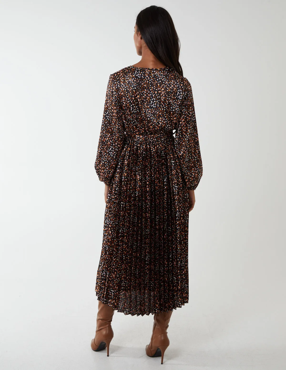 Wrap Front Belted Pleated Midi Dress sold by Blue Vanilla product image thumbnail 2