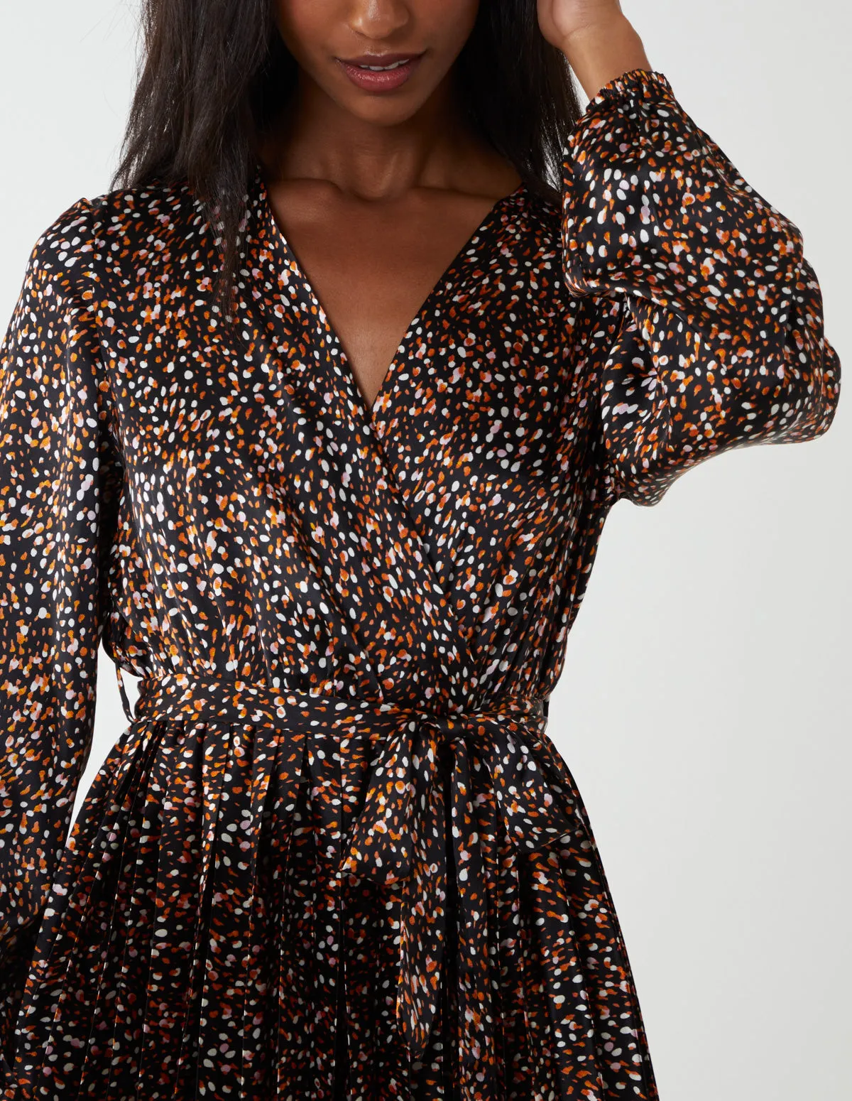 Wrap Front Belted Pleated Midi Dress sold by Blue Vanilla product image thumbnail 4