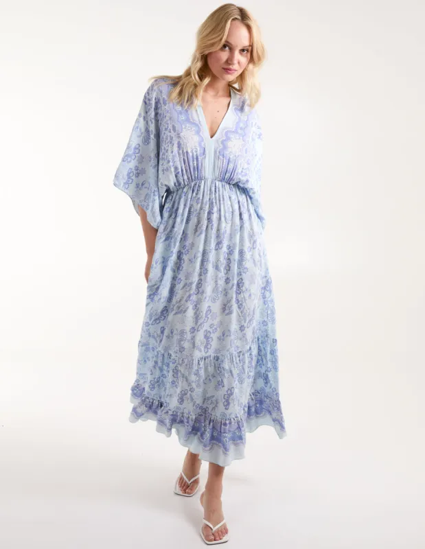 V Neck Flutter Sleeve Maxi Dress sold by Blue Vanilla