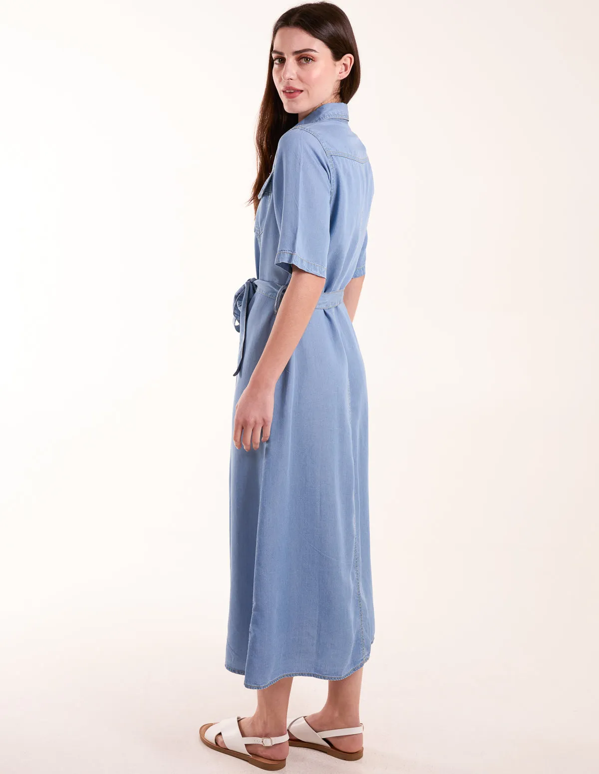 Tencel Button Front Midi Shirt Dress sold by Blue Vanilla product image thumbnail 4