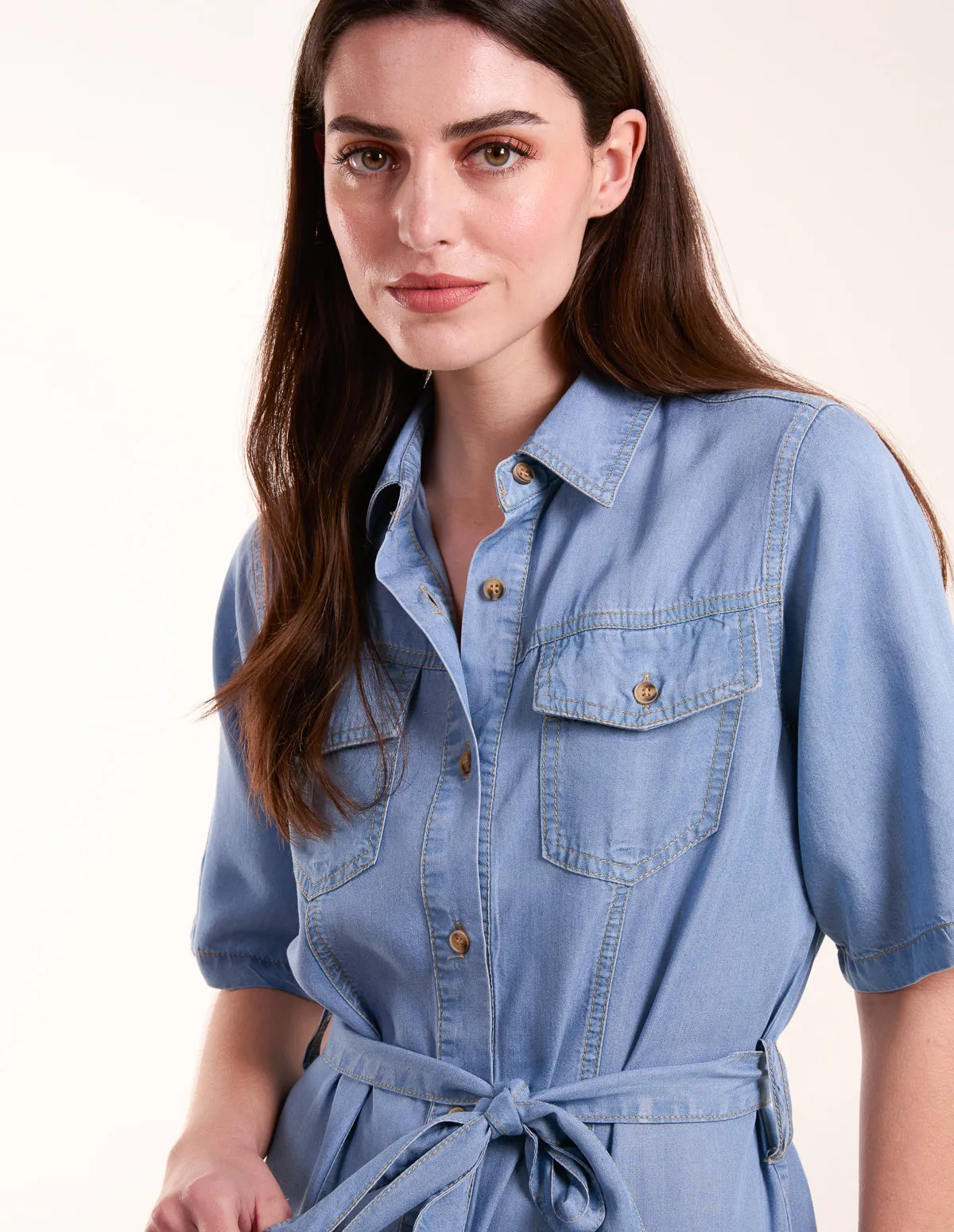 Tencel Button Front Midi Shirt Dress sold by Blue Vanilla product image thumbnail 2