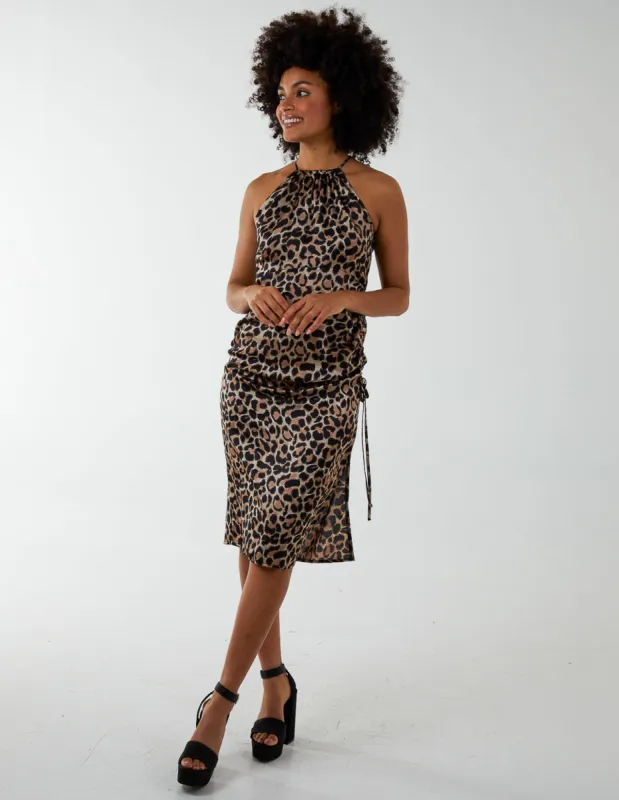 Animal Print Halter Neck Dress made by Blue Vanilla