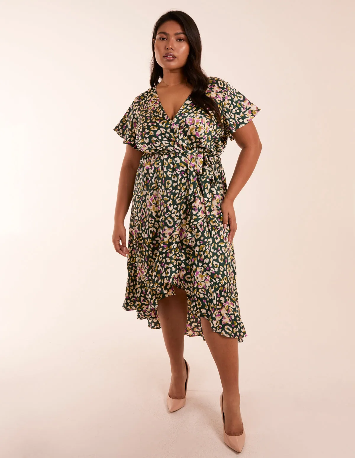 Curve Animal Wrap Midi Dress sold by Blue Vanilla product image thumbnail 3