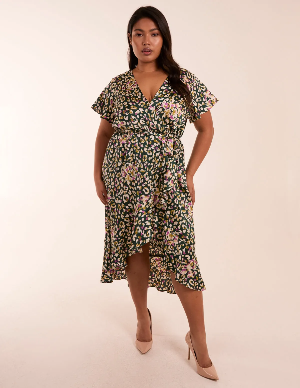Curve Animal Wrap Midi Dress sold by Blue Vanilla