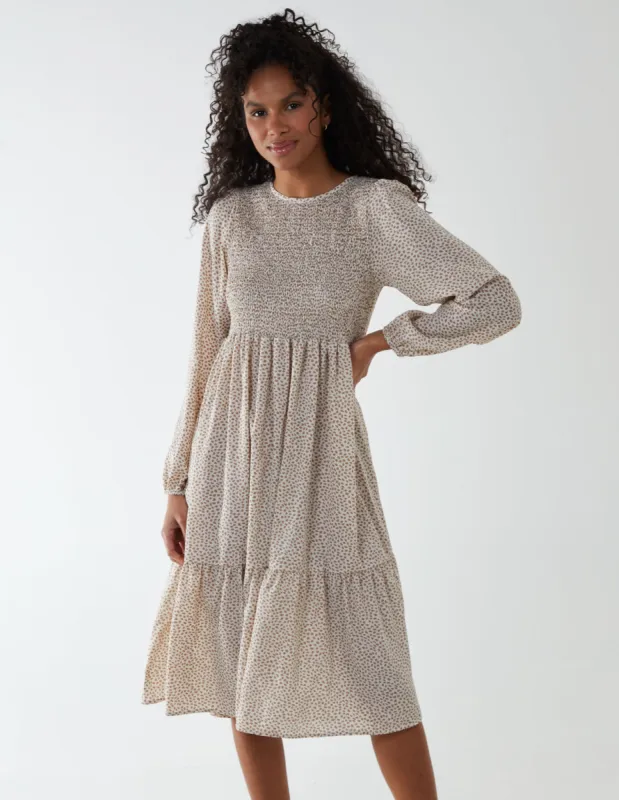 Floral Long Sleeve Tiered Dress sold by Blue Vanilla