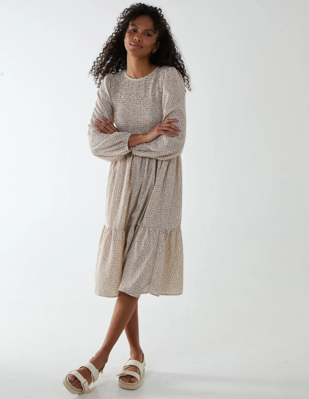 Floral Long Sleeve Tiered Dress sold by Blue Vanilla product image thumbnail 3