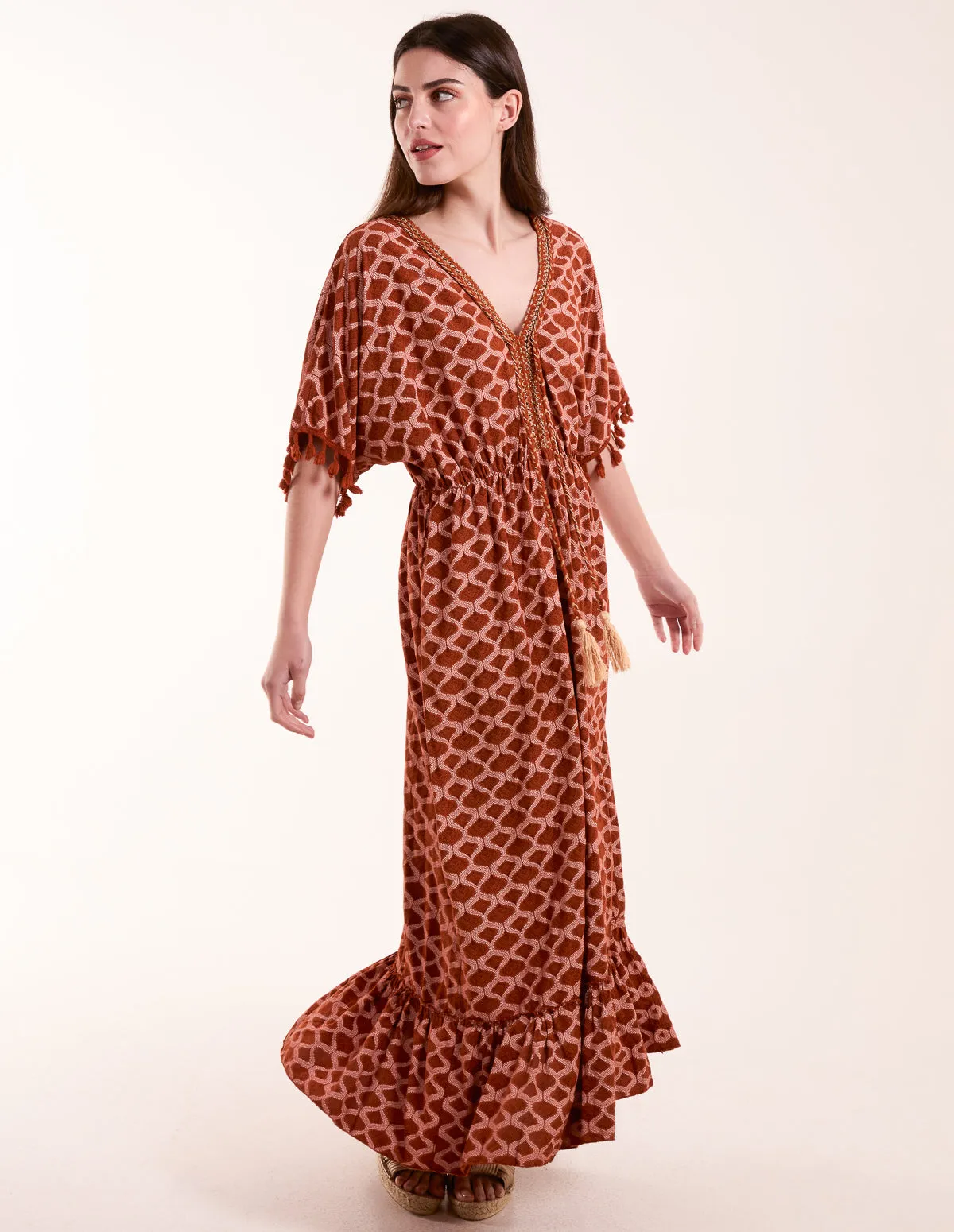 Tassel Detail Frill Hem Dress sold by Blue Vanilla