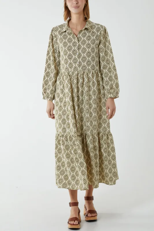 Collared Abstract Midi Dress sold by Blue Vanilla