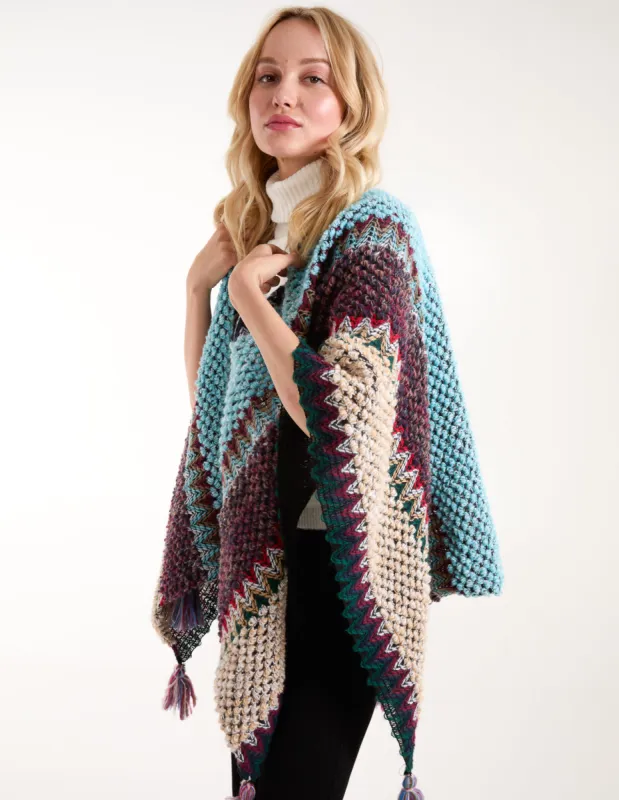 Poncho With Tassel Detail sold by Blue Vanilla