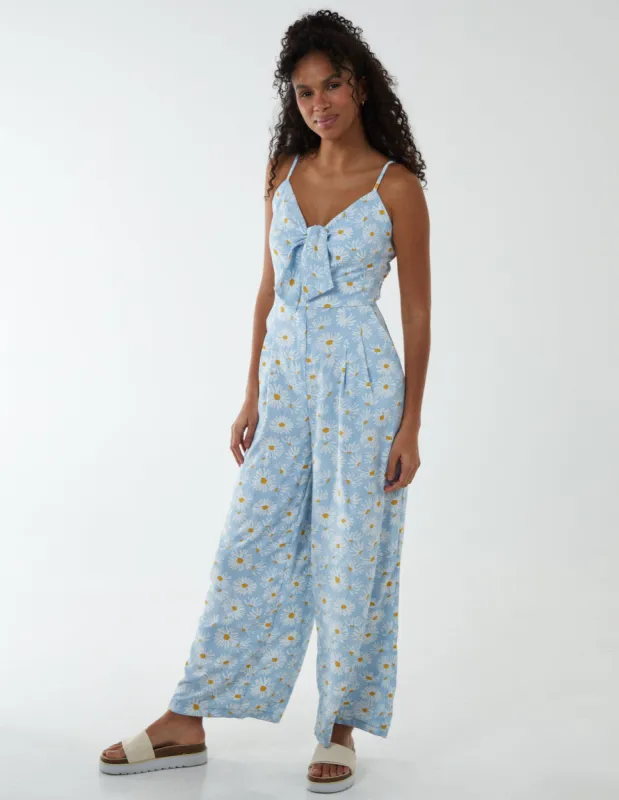 Daisy Print Tie Front Jumpsuit sold by Blue Vanilla