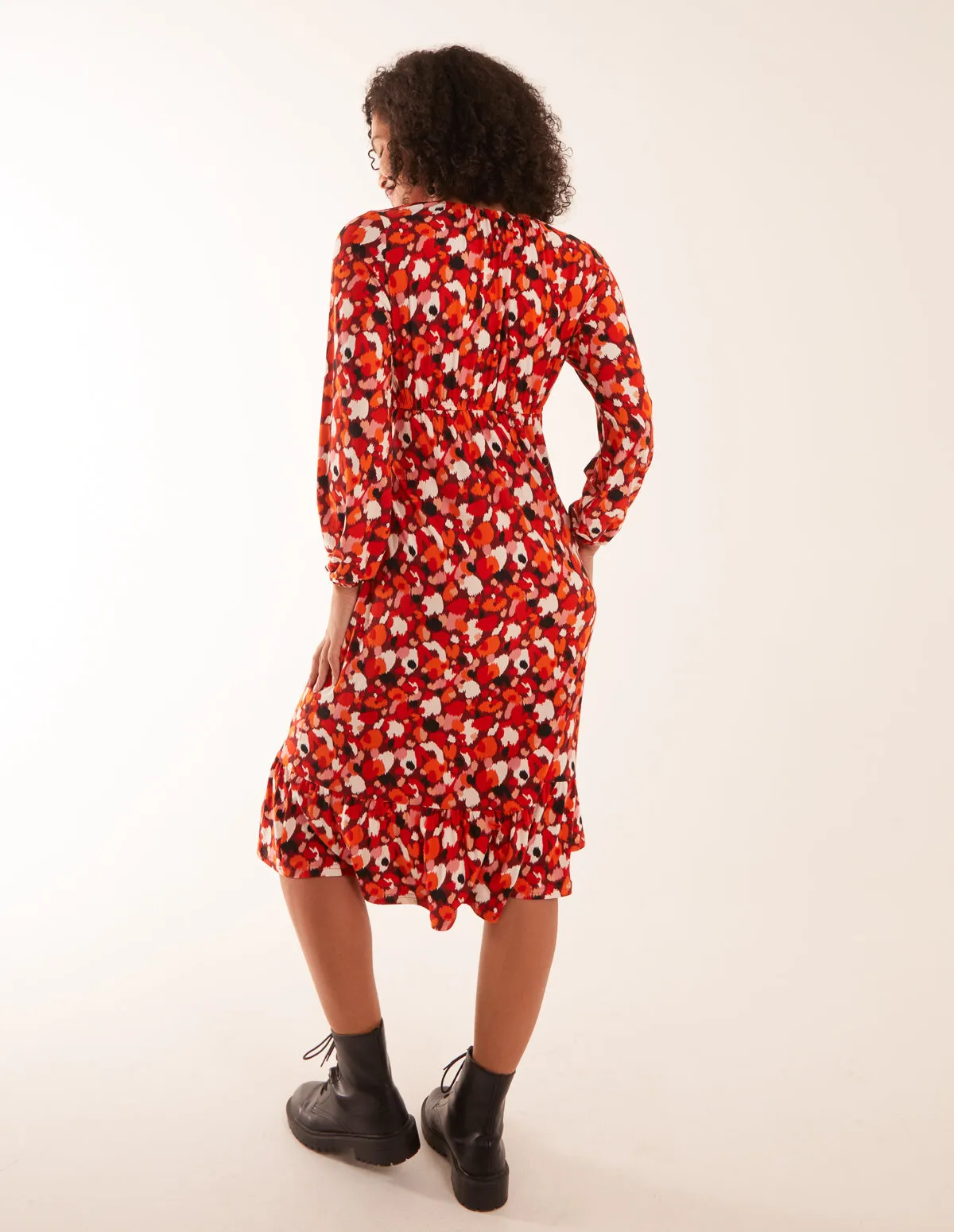 V Neck Shirred Waist Midi Dress sold by Blue Vanilla product image thumbnail 4