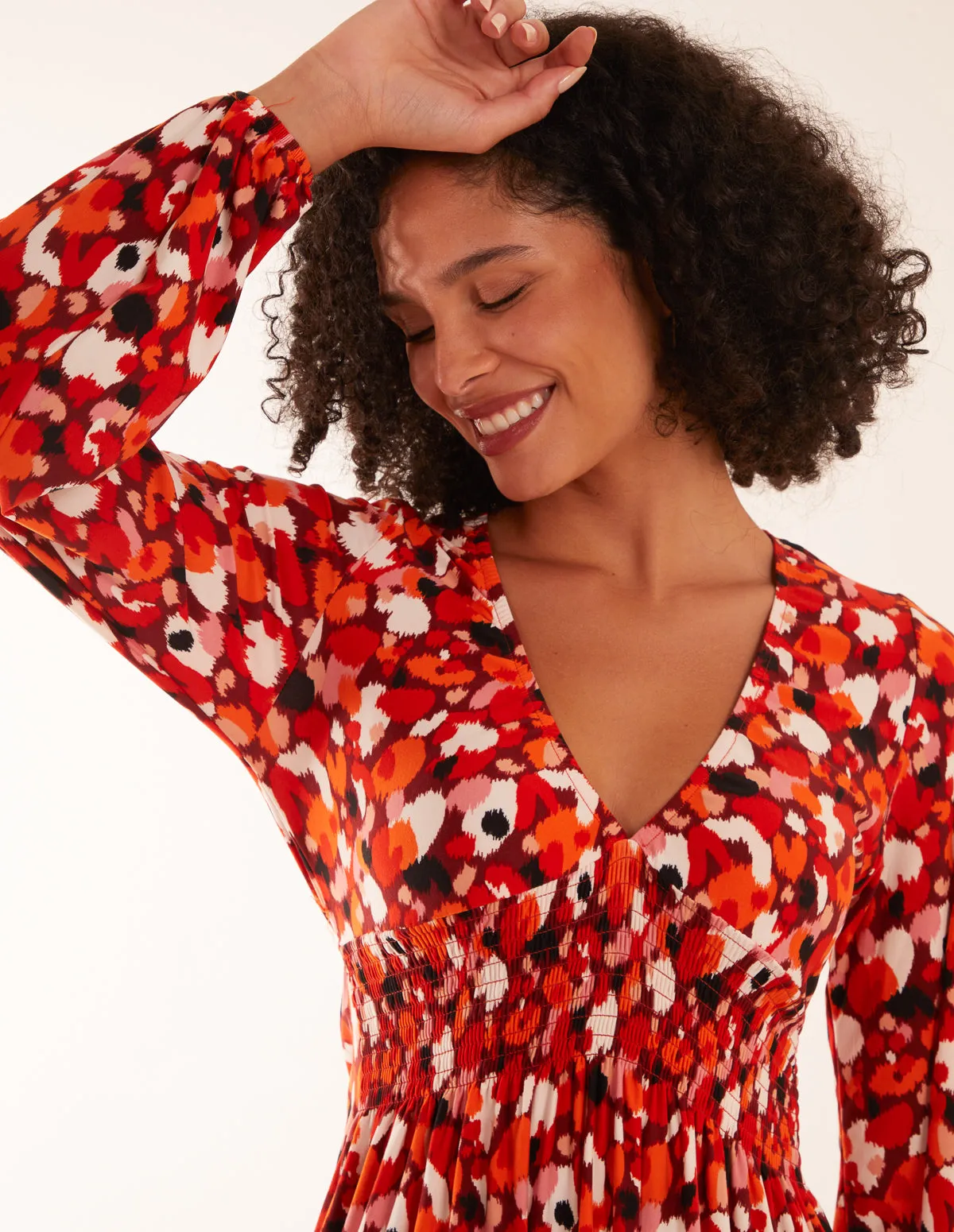 V Neck Shirred Waist Midi Dress sold by Blue Vanilla product image thumbnail 2