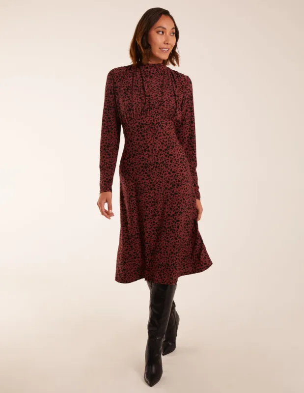 Ruched Front Frill Cuff Midi Dress made by Blue Vanilla